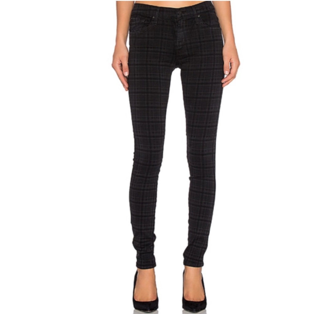 James Jeans Plaid Gray Black Twiggy Slate High Rise Size 26 Skinny Stretch